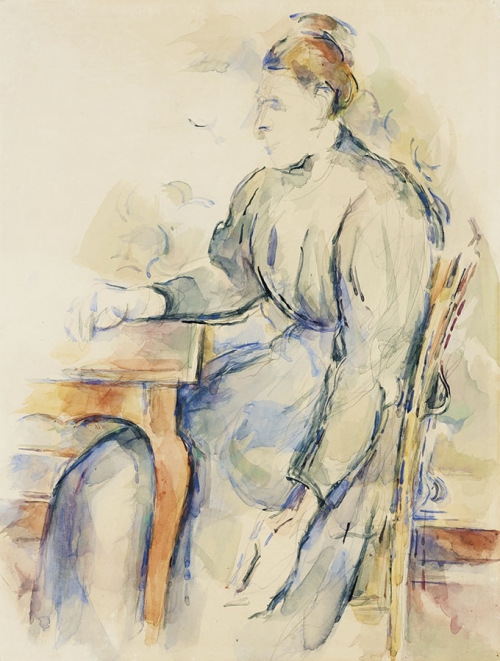 Поль Сезанн. Сидящая женщина (Мадам Сезанн). 1902-04. Бумага, акварель, карандаш. 49 х 37.2. Частная коллекция.