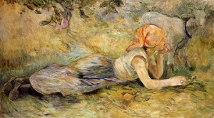 Берта Моризо. Лежащая пастушка. 1891. Холст, масло. 97 x 176. Музей Мармоттан Моне, Париж.
